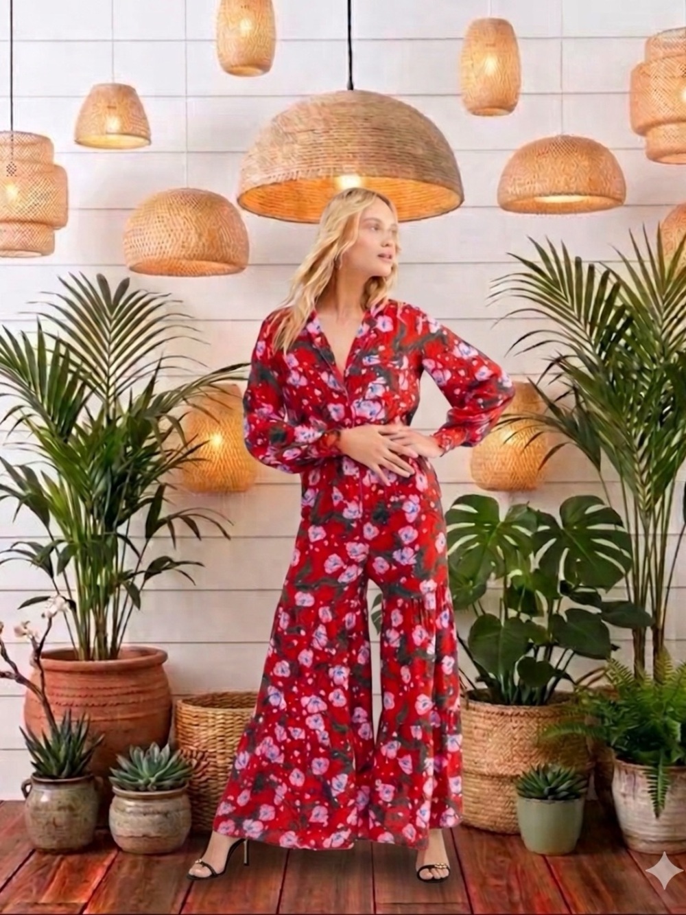 Free People Crochet Detail Wide leg Jumpsuit